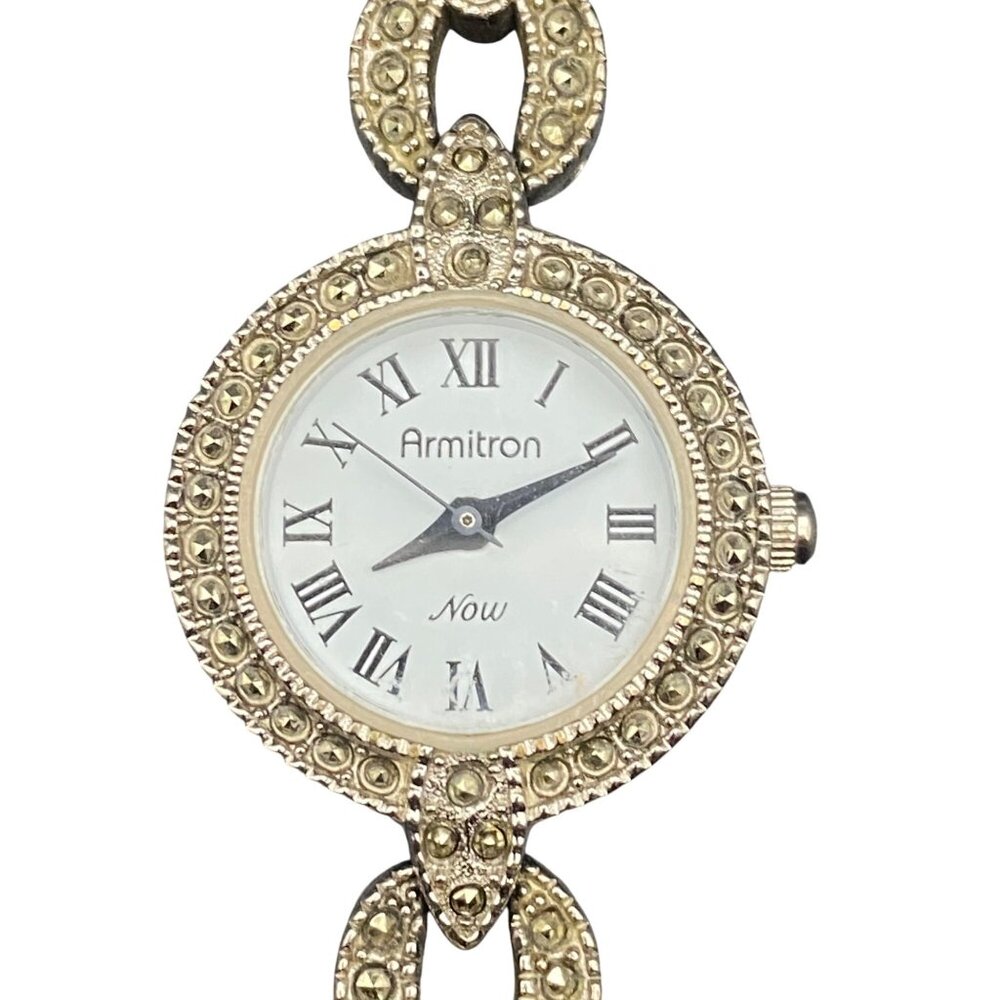 Armitron Now Womens Watch Marcasite Look Bracelet Silver-Tone New Battery Works